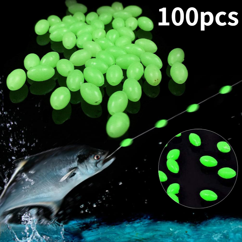 Fishing Lure Making Kit - 100 ชิ้น/ล็อตรูปไข่ Night Luminous ลูกปัดตกปลาเรืองแสงตกปลาทะเลเหยื่อล่อลอยลูกปัดตกปลาเครื่องมือสําหรับ RIG
