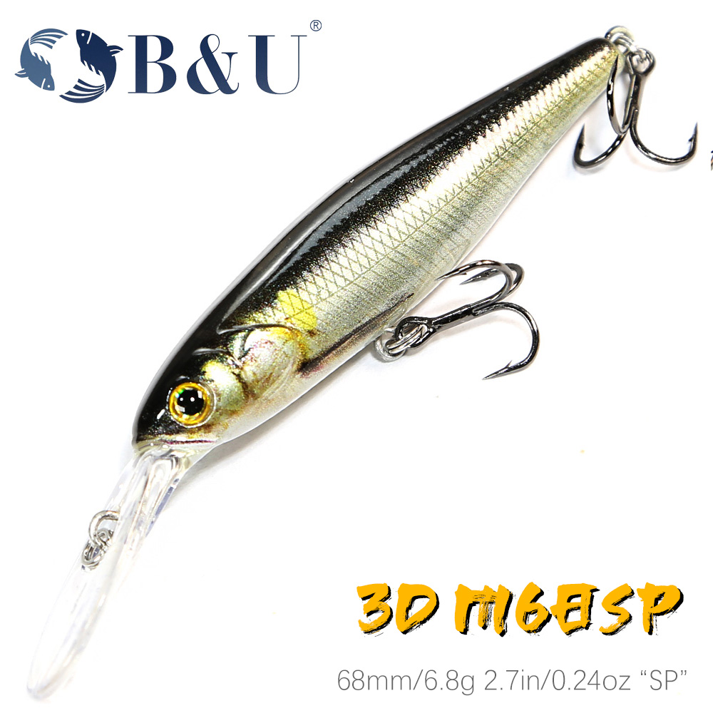 Fishing Lure Jerkbait - B & U 68 มม.3D การพิมพ์