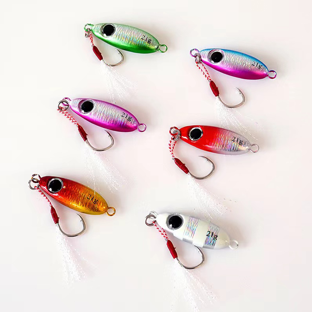 Fishing Lure Spoon - 6pcs Micro Metal Jigging เหยื่อตกปลา 5.5g/7.5g/10g/14g/17g/21g