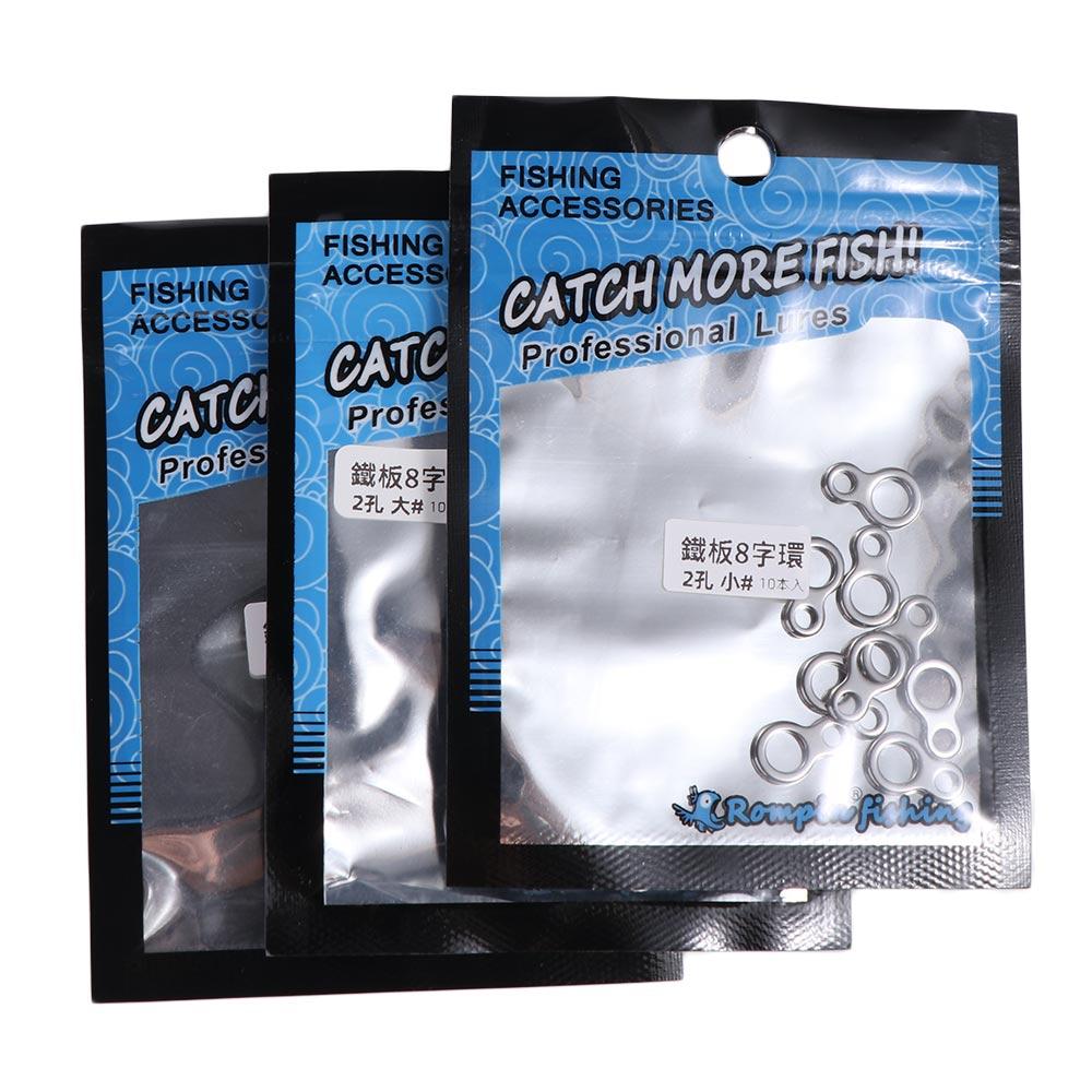 Fishing Lure Jig - 10 ชิ้น ห่วงสแตนเลสสำหรับตกปลา รูปทรงเลข 8 คู่