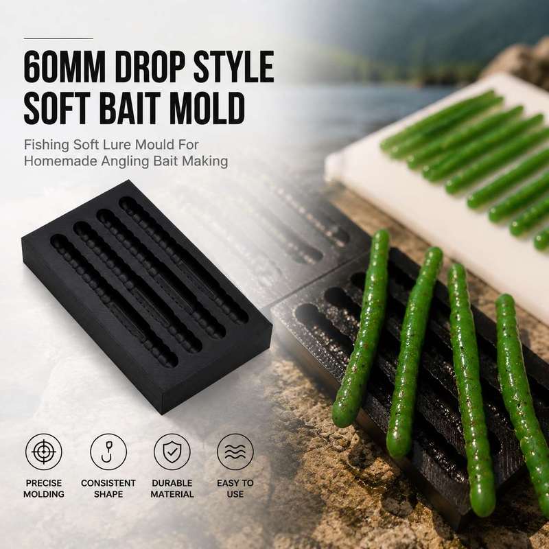 Fishing Lure Kit - แม่พิมพ์เหยื่อตกปลาแบบนิ่มชนิดดรอปไทป์ ขนาด 60 มม. สำหรับทำเหยื่อตกปลาแบบนิ่มด้วยมือ