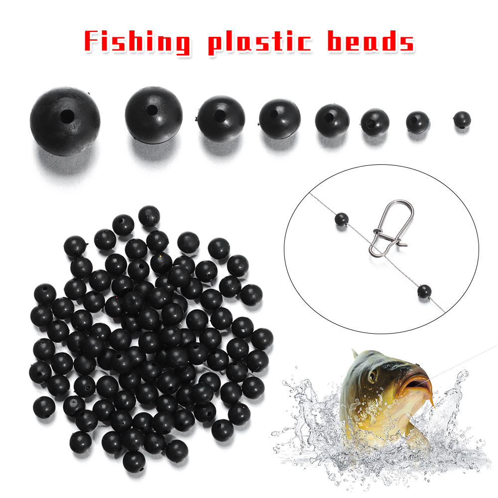 Fishing Lure Accessories - 100 ชิ้น/ล็อตลูกปัดตกปลา Space Stopper สีดํา 3
