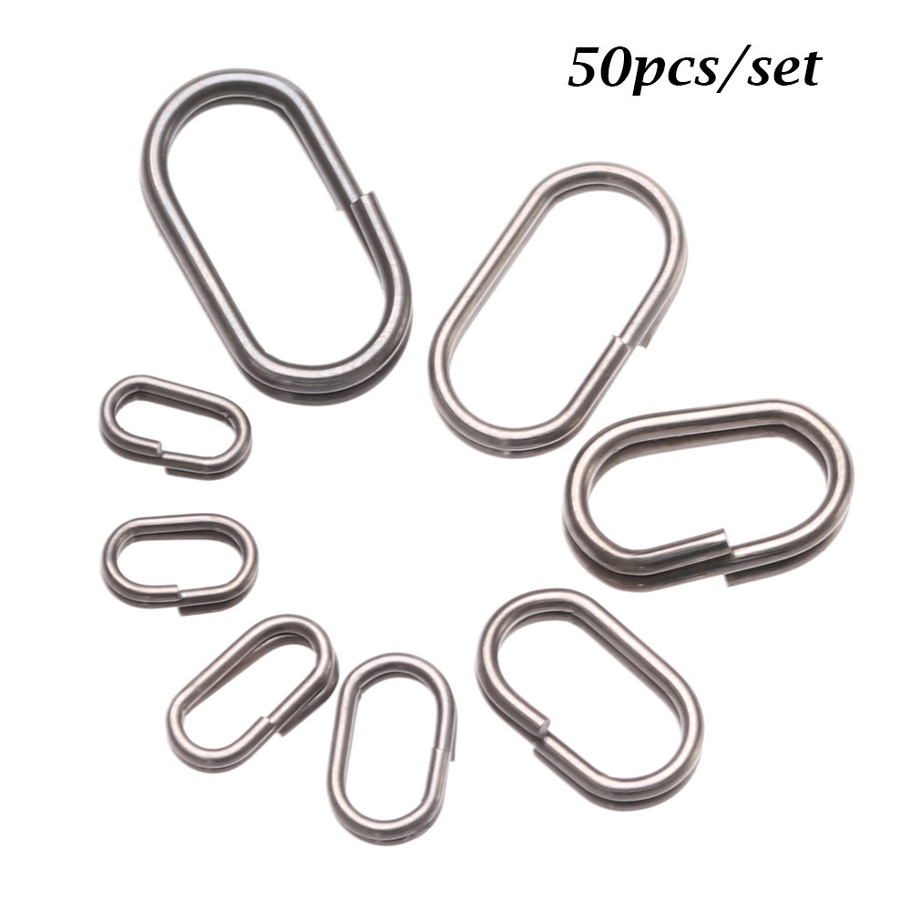 Fishing Lure Accessories - 50ชิ้น/ล็อต8/10/13/15/17/19มม.แยกแหวน Snap หมุน Bent หัวตกปลาตกปลา Lure