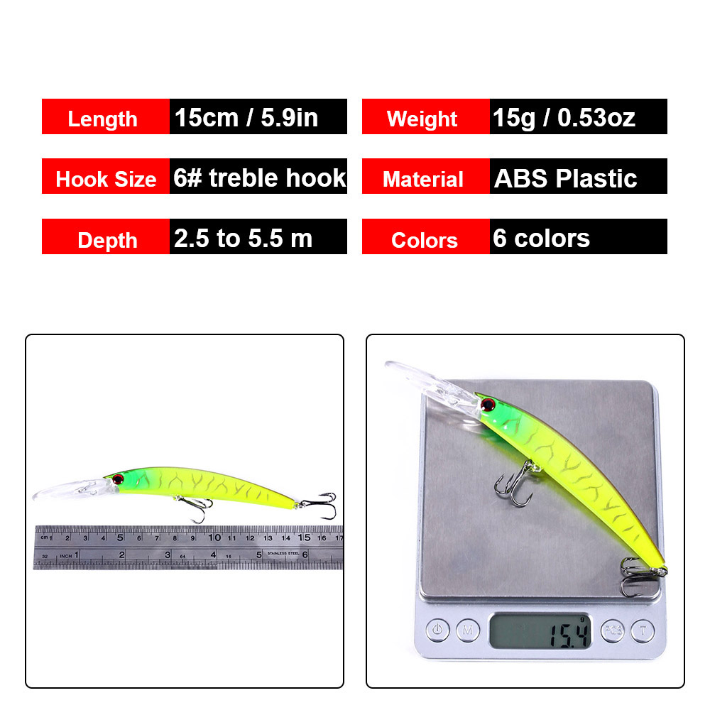 1PCS 15cm 15g ดําน้ําลึก Jerkb - Fishing Lure Crankbait บทวิจารณ์และราคา