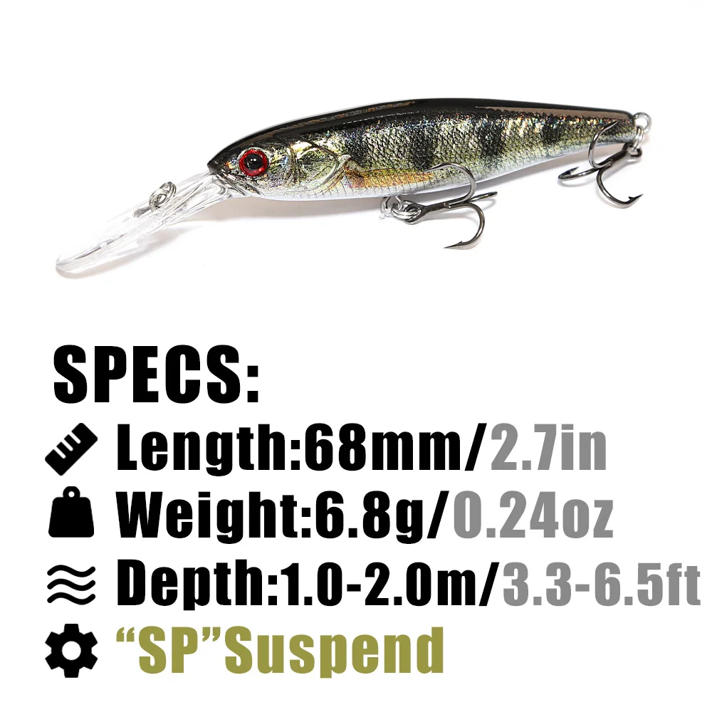 B & U 68 มม.3D การพิมพ์ Shad ร - Fishing Lure Jerkbait บทวิจารณ์และราคา