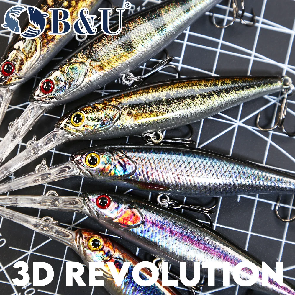 B & U 68 มม.3D การพิมพ์ Shad ร - Fishing Lure Jerkbait บทวิจารณ์และราคา