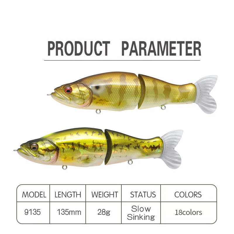 เหยื่อตกปลาแบบสวิมเบท 135 มม.  - Fishing Lure Jerkbait บทวิจารณ์และราคา